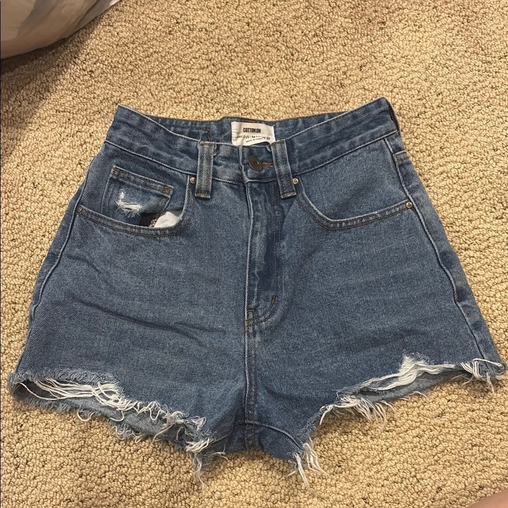 Cotton On Blue Distressed Jean Shorts Size 2